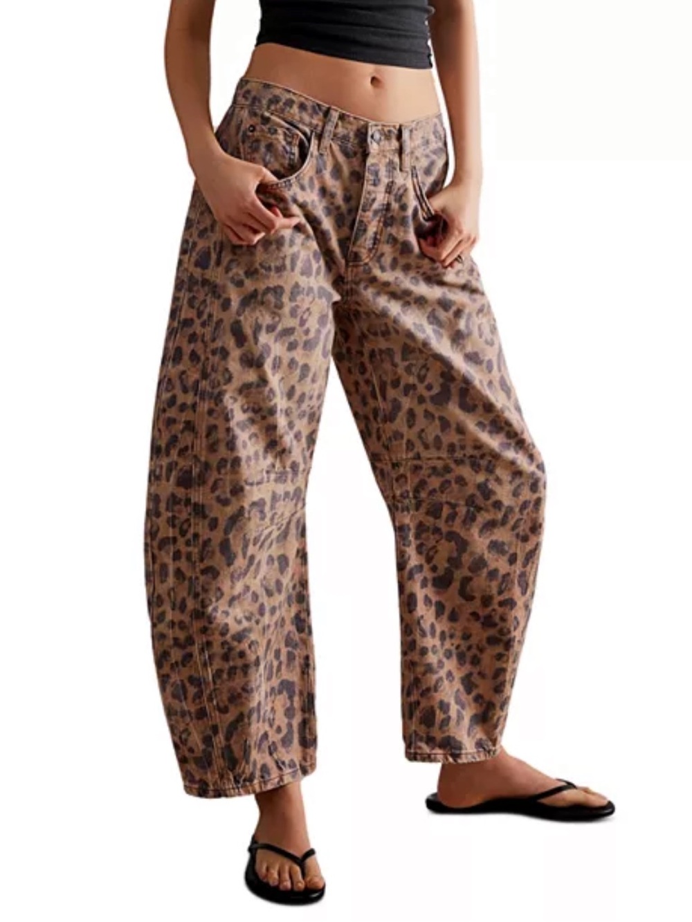 We the free Good Luck Leopard barrel jeans, size 29